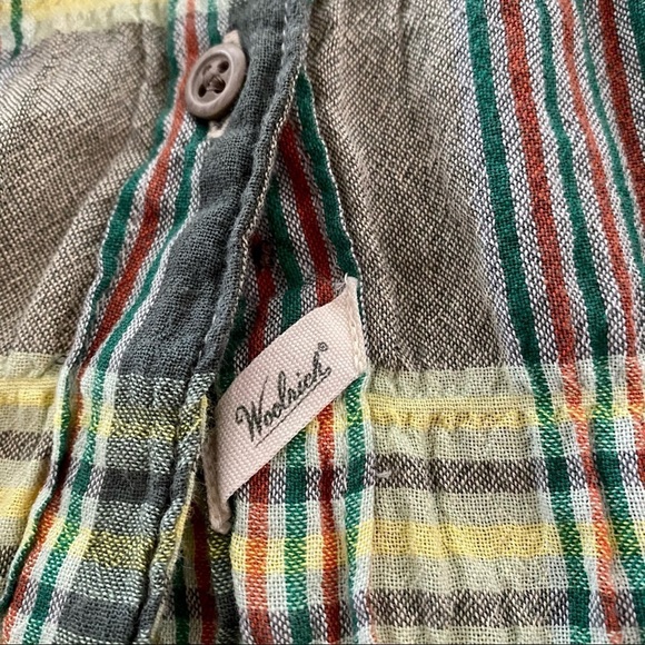 WOOLRICH Plaid Gray Yellow Cotton Shirt Small Convertible Roll-up Sleeve - Picture 11 of 15
